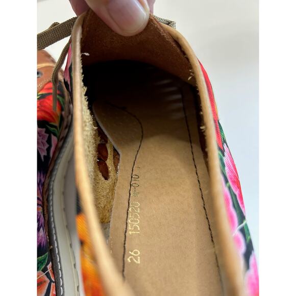 Handmade Mexico Leather Floral Huarache Shoes Women's Size 10 - Picture 9 of 10
